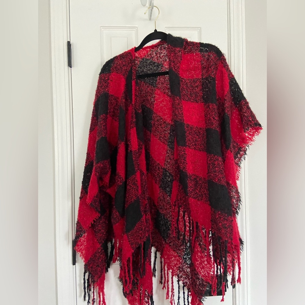 Red and black patchwork shawl